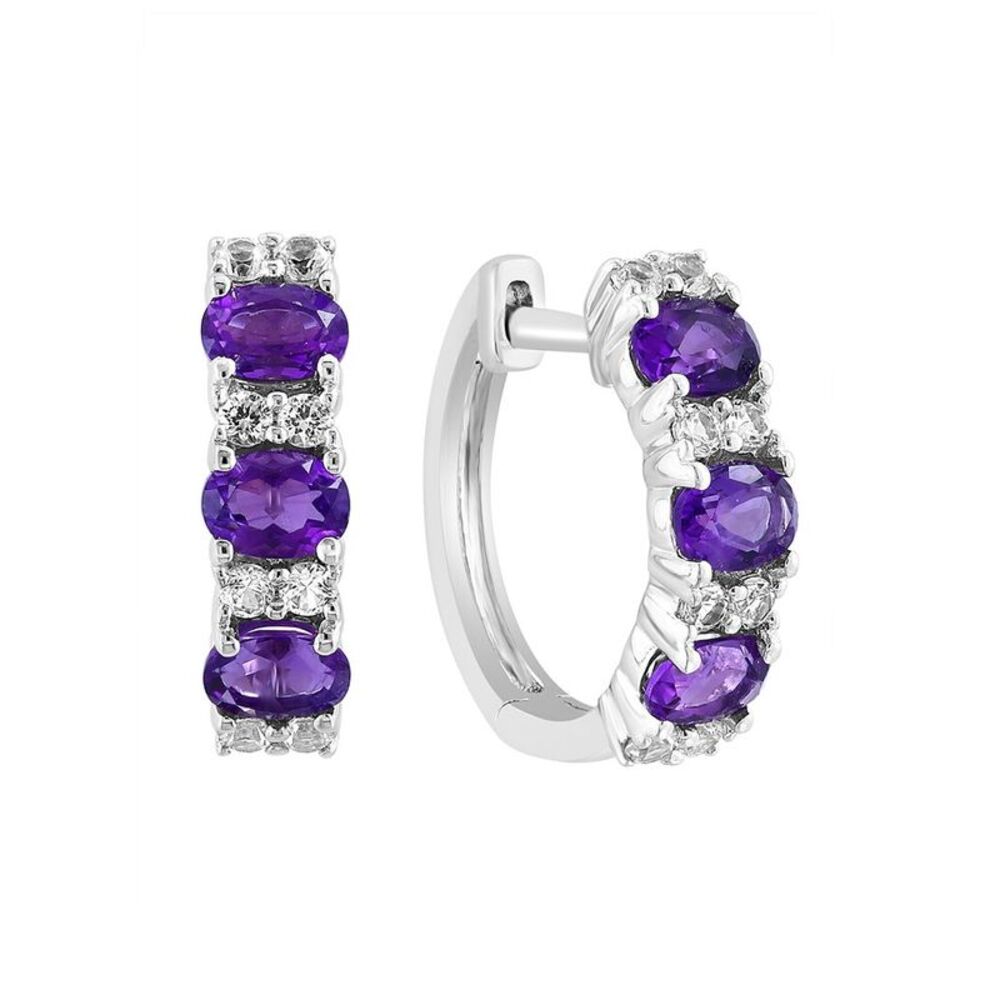 Effy Fine Jewelry Silver 1.20 Ct. Tw. Amethyst, White Sapphire Earrings